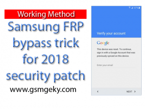Samsung FRP bypass trick for 2018 security patch