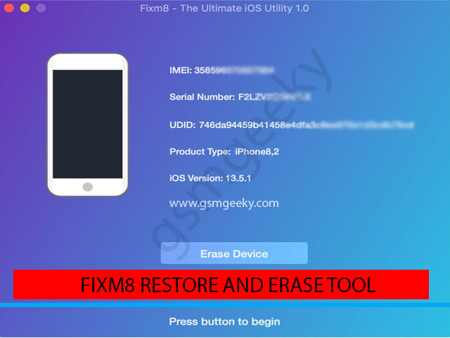 Fixm8 restore and ios erase tool